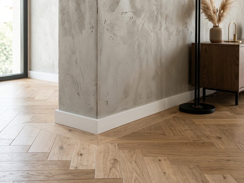 Suelo de parquet de roble colocado en espiga