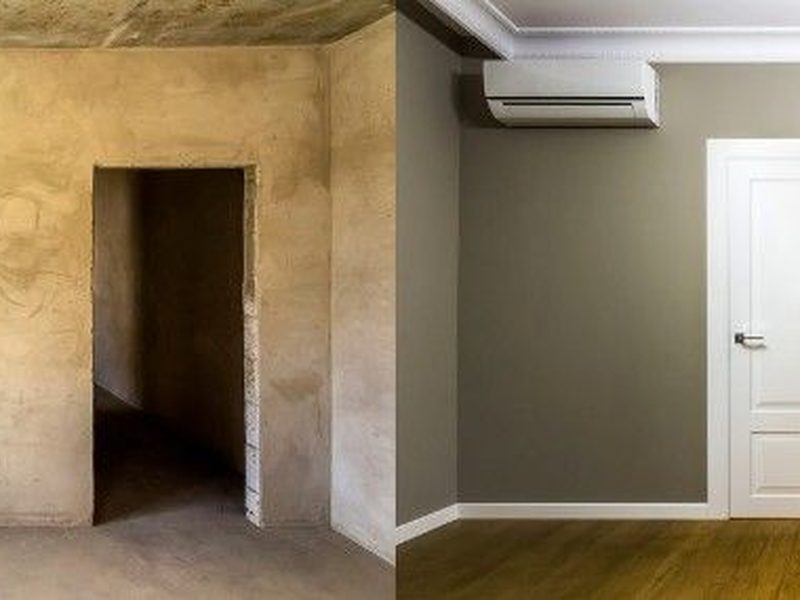 Vivienda antes y después de redistribuir tabiques y abrir huecos de paso